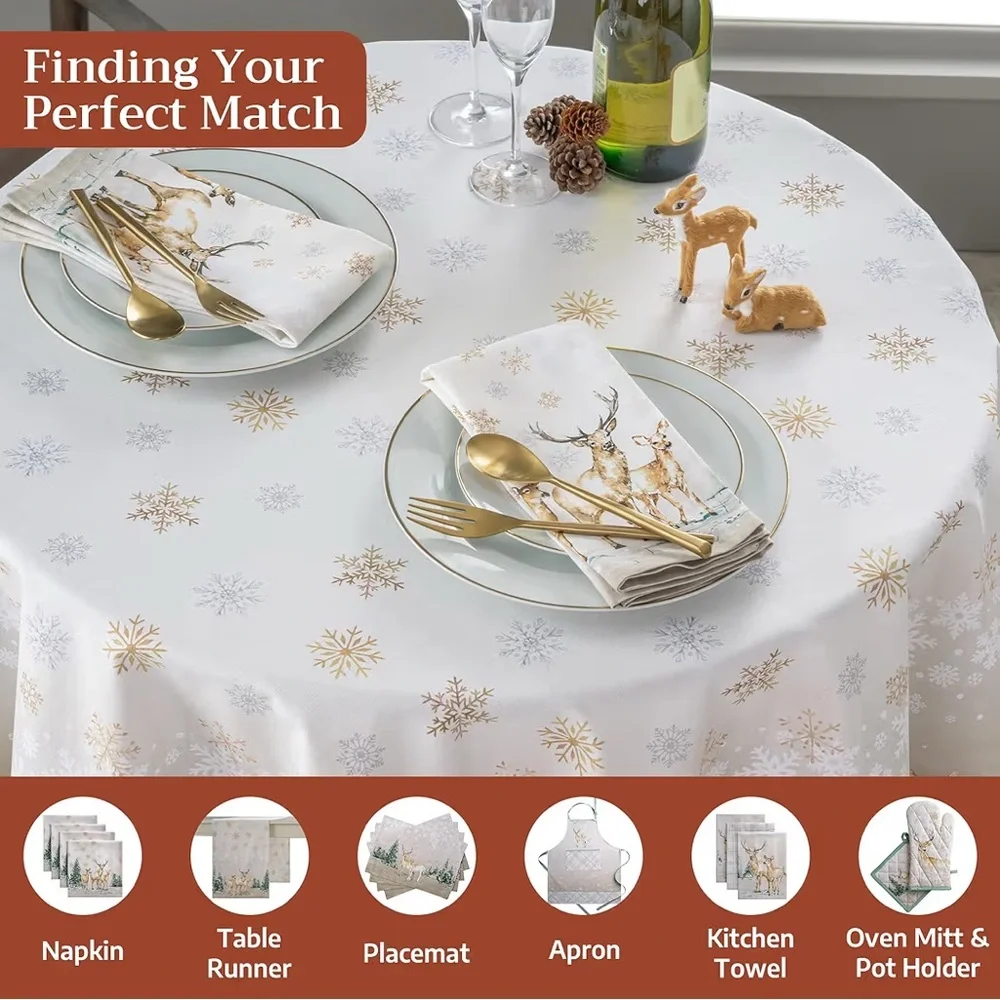 Maison d' Hermine Table Cloth Round 100% Cotton 69” Farmhouse Deer in The Woods